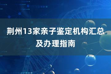 荆州13家亲子鉴定机构汇总及办理指南